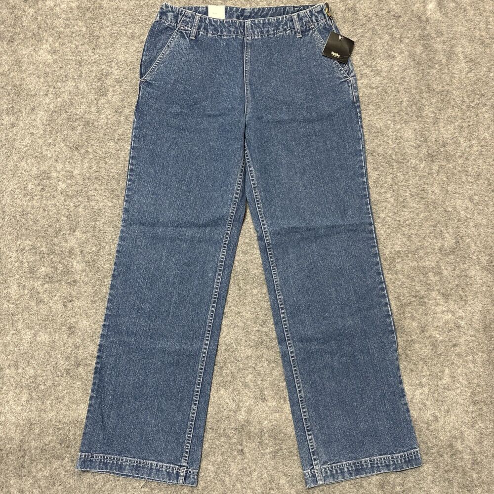 Vintage New Mossimo Gene Wide Leg Side Zip Jeans Women's Size 30 Blue Denim